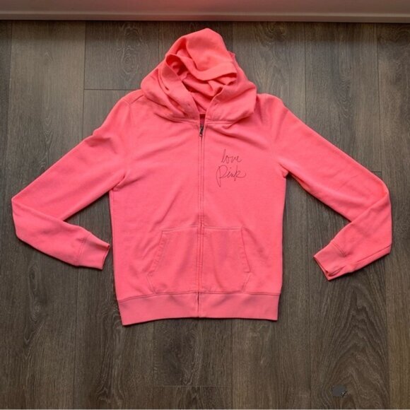 Pink Victoria's Secret Sweater Hoodie Zip up Sweatshirt Pink y2k early 2000 S - Picture 3 of 14